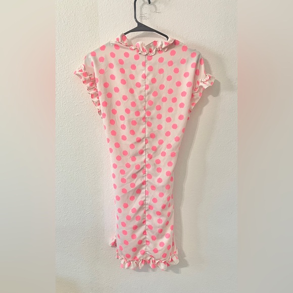 Betsy Johnson Intimates Y2K Ditsy Polka Dot Ruffle Robe | Ivory & Pink |  Medium - Picture 3 of 4